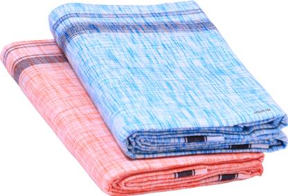 GREEN TEE Solid Red, Blue Lungi