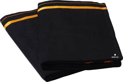 GREEN TEE Solid Black Lungi
