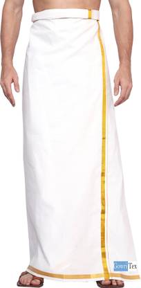 GOWRI TEX Woven White, Gold Lungi