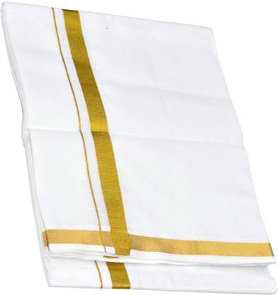 JUPALAW Solid White, Gold Lungi
