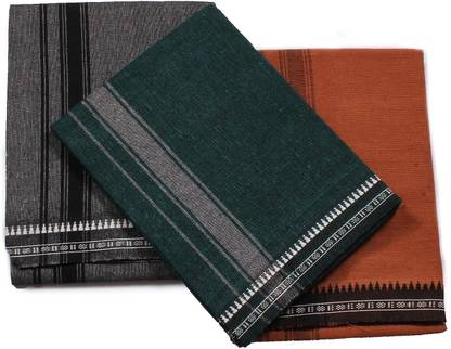 Tharunsha Elite Solid Black, Brown, Green Lungi