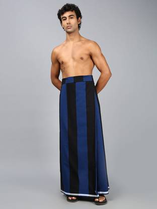 Zephyro Striped Blue, Black Lungi