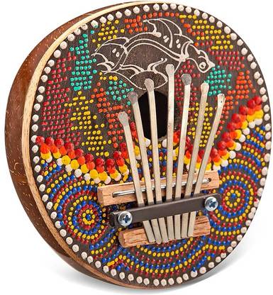 Sarveda 7-Key Kalimba | Coconut Shell | Tortoise Painted Lyre Instrument