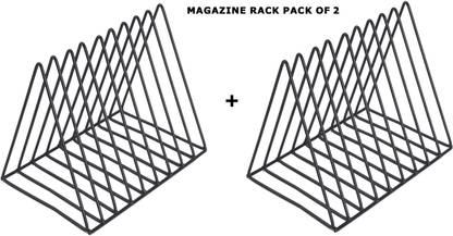 NEXO 9 Slot Triangle Rack Magazine Holder Stand/Book Organizer/Newspapers Pack of 2 Table Top Magazine Holder