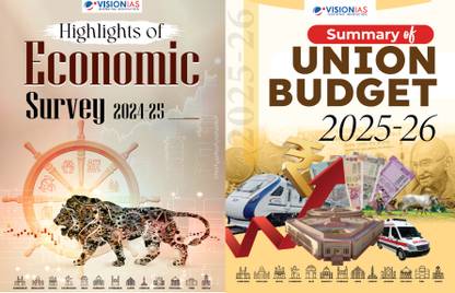 Vision IAS Economic Survey Summary and Union Budget 2025-26 2in1 Photocopy B/W Magazines