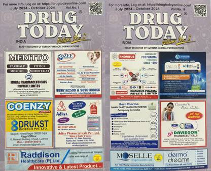 Drug Today India Part 1 and 2 July to October 2024, 1020 Pages Magazines