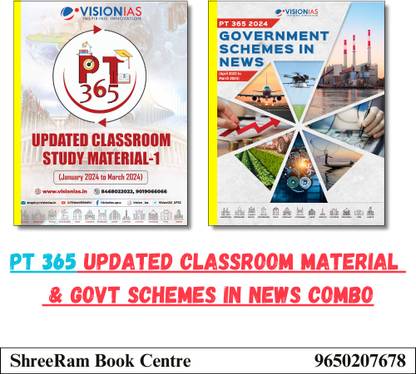 VISION IAS PT 365 2024 Updated Material and Govt Schemes in News Photocopy B&W Magazines