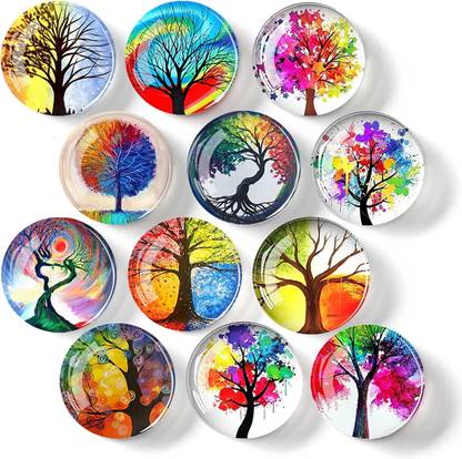 hsbtreads Crystal Magnet Art Tree 12PCS Set Fridge Magnet Pack of 12