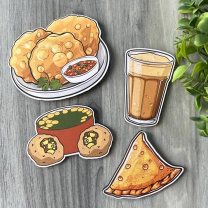 TGF Pizza Stickers Wooden Fridge Magnets Fridge Magnet Pack of 4