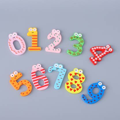 KUBER INDUSTRIES Wooden Magnet Number Stickers for Learning|TZXY133|Set of 10|Multicolor Fridge Magnet Pack of 10
