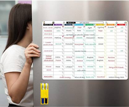 WishKraft Magnetic Daily Task Time Schedule Planner Dry Erase Whiteboard Sheet Magnetic Note Pads Pack of 1