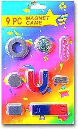 KRYTONE 9 Pcs Pack of 1 Magnet Game Set for Kids with Compass for Kids Learning Multipurpose Office Magnets Pack of 1