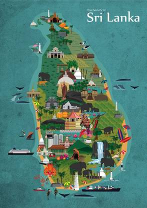 ROYALARTS Sri Lanka- MAP Fridge Magnet Pack of 1