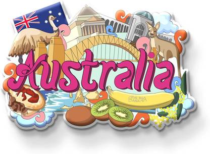 NIVARAPRINT Australia Country Theme Souvenir Wooden Fridge Magnet for Refrigerator Fridge Magnet Pack of 1