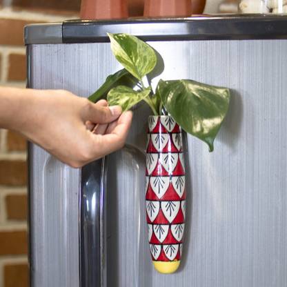 lazy gardener Magnetic Hydroponic Ceramic Handmade Planter Fridge Magnet, Door Magnet, Multipurpose Office Magnets Pack of 1