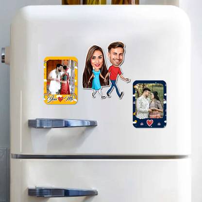 Designique Customized Photo Fridge Magnets, Personalized Gift for Friends, Return Gifts Fridge Magnet Pack of 3