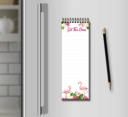 Presta Gifts Paper Magnetic Refrigerator Memo Pad with pencil ,Flamingo Design Magnet Notepad Magnetic Note Pads Pack of 2