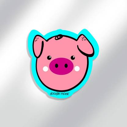 Doodle Monk Piggy -Fridge Magnets for Refrigerator | Regular Size Colourfull Fridge Magnet Pack of 1