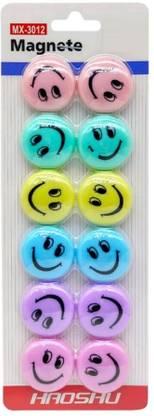 BM RETAIL Smiley Emoji Face Cartoon Pastel Color Round Magnet for Fridge Creatives Fridge Magnet Pack of 10