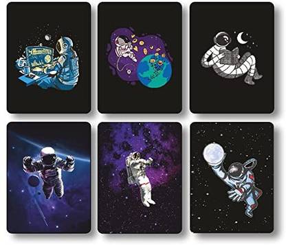 PARIVRIT |Fridge Magnet Square| Space astronautes | Set of 6 Fridge Magnet Pack of 6