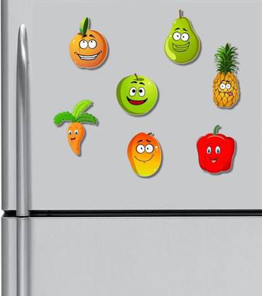 Asmi Collections Wooden Vegetables Cartoon Fridge Magnet Pack of 7