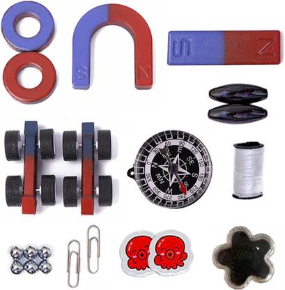 BM RETAIL Pack of 1 Science Magnets Set Including Bar/Ring/Horseshoe/Compass Magnets Multipurpose Office Magnets Pack of 1