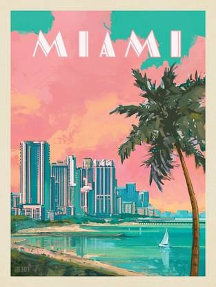 ROYALARTS Miami Fridge Magnet Fridge Magnet Pack of 1
