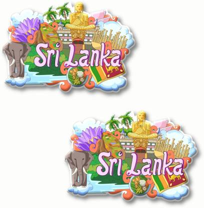 Printsy Sri Lanka Country Theme Souvenir Wooden Fridge Magnet for Refrigerator - Fridge Magnet Pack of 2