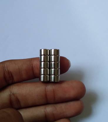 everestmagnet Small Magnet Disc - Size : 8 mm Dia x 5 mm Thick - Pack of 10 - Nickel Finish Multipurpose Office Magnets Pack of 10