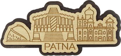 Printtoo Home Decor Patna India Monuments Souvenir Engraved Wooden Fridge Magnet Fridge Magnet Pack of 1
