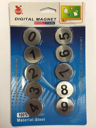 Agromech Stainless Steel Magnet Magnetic Numbers 0-9 for Fridge Freezer Whiteboard Fridge Magnet Pack of 1