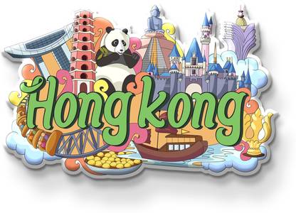 Printsy NEW_HongKong Country Theme Souvenir Wooden Fridge Magnet for Refrigerator - Fridge Magnet Pack of 1