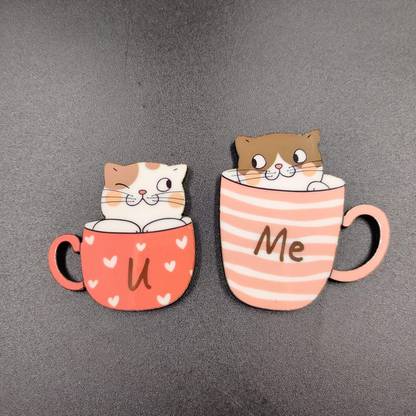 CW Crafts World MDF Wooden Tea Food Quotes Funny & Intellectual Fridge Magnets - Set of 2 Fridge Magnet Pack of 2