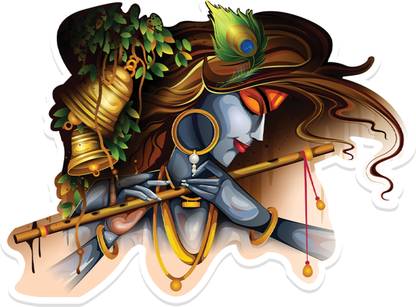 BookYourGift Lord Krishna Playing Flute Wooden Fridge Magnet - Divine Melodies! Fridge Magnet Pack of 1