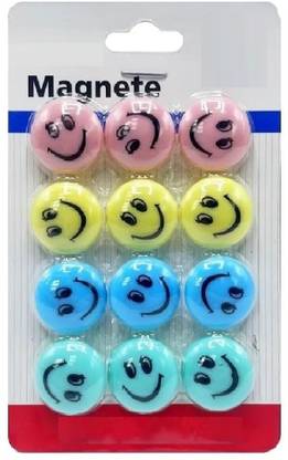 KRAFTMASTERS 12 Pcs Smiley Emoji Face Colorful Round Magnets for White Broad Magnetic Pickup Tool