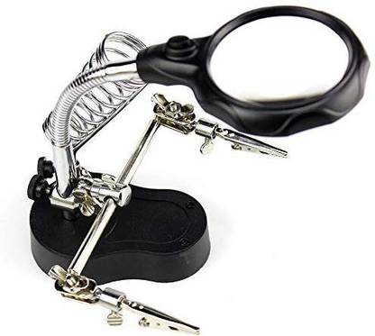 InkOcean 3.5X12X Helping Hand portable LED Magnifier with Light,Soldering Stand MG16126-A 3.5X 12X Helping Hand