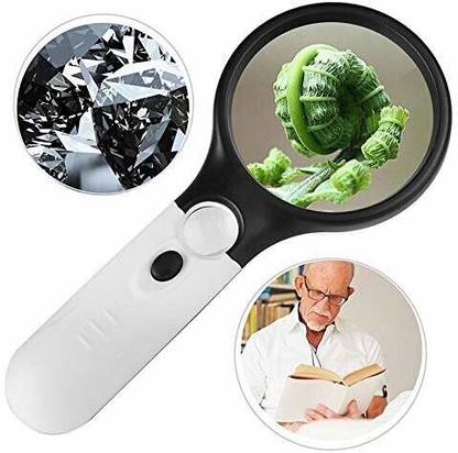 TNEMEC 3 LED Double Lens 3X 45X Handheld Magnifier for Reading Observing 45x ,3x 3 led Magnifier