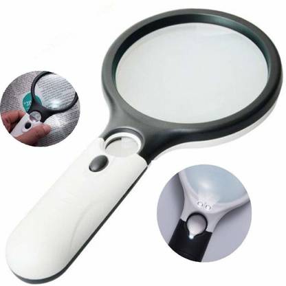 GoodsBazaar 3 LED Light 45X Times Handheld Mini Pocket Microscope Lens Magnification: 3X and 45X Loupe  (Black, White)