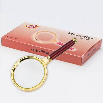 StealODeal Red Wooden Handle 90 MM Magnifier Magnifying Glass for 10x Reading, Soldering, jewelries, maps, Great for Gifting