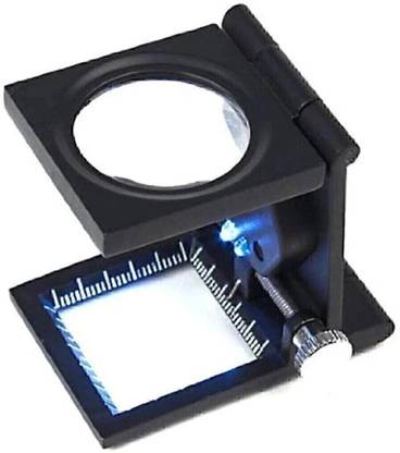 EIS 10X Folding Magnifier Measure Scale Reading Lens LED Light Magnifying Glass 10MM Magnifier Glass