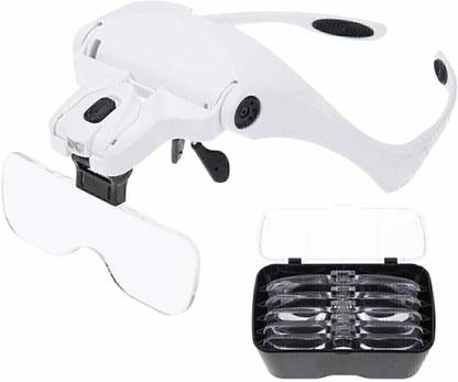 KP2 Adjustable Magnifier 5 Lens Loupe LED Light Headband Magnifier Glass LED 1.2X 1.8X 2.5X 3.5X 4.5X Headband Hands Free Magnifying Glass Lens