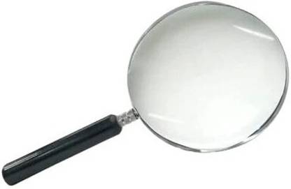 Justakeit 4 Inches Diameter Magnifying Glass/Lens 4 inch Heavy Handle with Rim Chromium 90mm Magnifier Glass