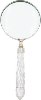 AcmeStores AcmeHomeDecor Luxury Silver Brass Magnifying Glass - Diamond Cut Glass Handles 10X Magnifier