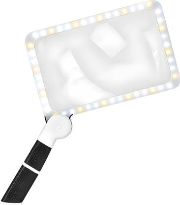 Bellveen 5X Full Page Large Magnifying Glass 48LED Cold & Warm Light, Foldable Handheld Illuminated Magnifier