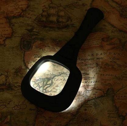 Hoaxer 3X/ 2" Dual (1-UV/5-LED) Square Illuminated Hand Held Magnifier 3X Magnifying glass