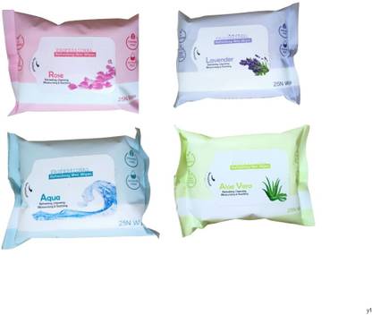 Morbee 4 Different Fragrance, Facial Refreshing Wet Wipes For Face And Travel Use y1 Makeup Remover