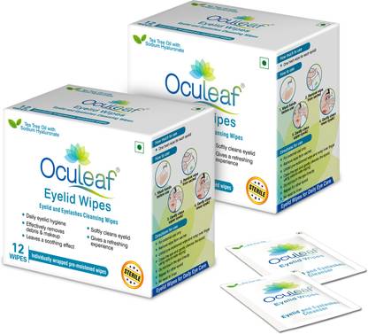 OCULEAF Eyelid Wipes -Natural Tea Tree Oil Makeup Remover -24 Wipes Makeup Remover