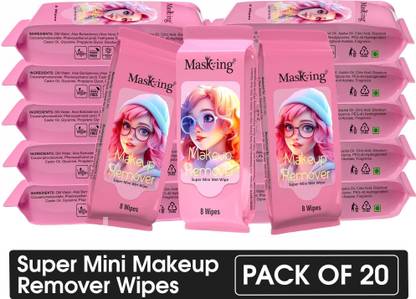 MasKing Super mini–Makeup Remover Wipe (pack 20) - Super mini size, easy carry in pocket Makeup Remover