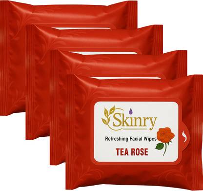 SKINRY Tea Rose Makeup Removing Wet Wipe | Rosy Soft Cleanse |Non-Irritating | 100 Pull Makeup Remover
