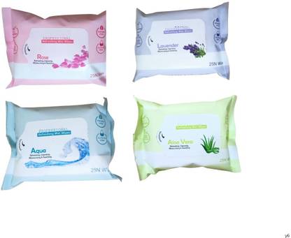 Morbee 4 Different Fragrance, Facial Refreshing Wet Wipes For Face And Travel Use y6 Makeup Remover